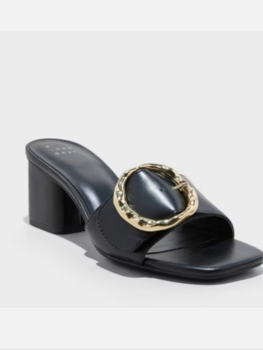 A New Day Diana Black Mule Heels with Chunky Block Heel Size 9½